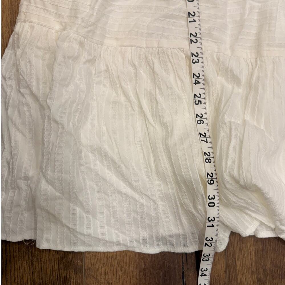 En Saison White Textured Ruffle Neck Long Sleeve Mini Dress Small - Picture 14 of 14